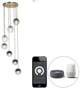 Chytré mosazné závěsné svítidlo Pallon 7 LED s Wi-Fi ovládáním