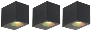 Chytré venkovní nástěnná svítidla, sada 3 černá GU10 IP44