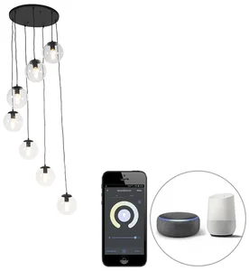 Chytré závěsné svítidlo Pallon černé, 7 světel, Wi-Fi ovládání