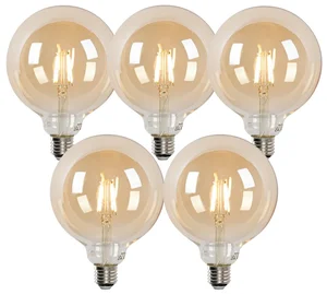 Chytré zlaté LED žárovky E27 G125, 4,9W, teplé i studené světlo