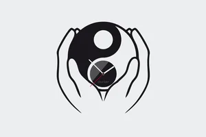 Clocker Samolepící Hodiny Yin Yang Černé