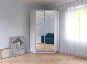 CORA rohová šatní skříň 110/220 – bílá se zrcadlem