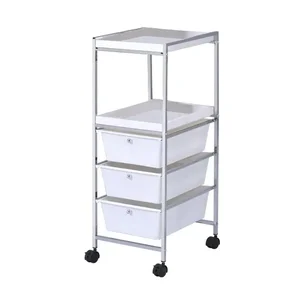 CORFU Pojízdný regál – bílá/chrom