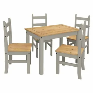 CORONA 3 Jídelní set – stůl 100×65 cm + 4 židle, vosk/šedá