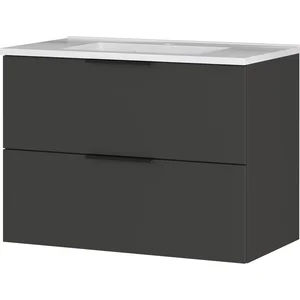 Crandon 81×61 cm – antracitová závěsná skříňka s umyvadlem
