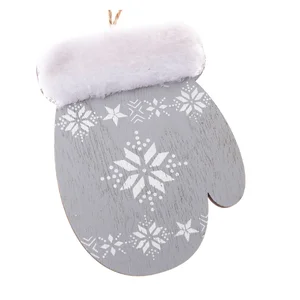 Dakls: Sada 2 šedých dřevěných ozdob ve tvaru rukavice