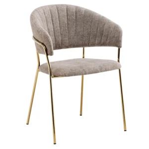 DASMIN Typ 1 – designové jídelní křeslo, hnědá látka, zlatý chrom