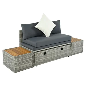 DEBRA – Zahradní ratanový set, šedý (4 díly)