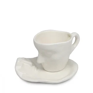 Dekorativní hrnek s podšálkem TVÁŘE 15 cm