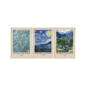 Dekorativní obraz se dřevěným rámem – obloha, sada 3×30×40 cm