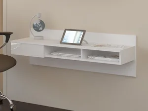 DELIA Designový stůl na zeď, bílý lesk