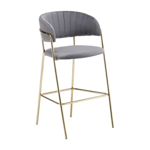 Designová barová židle DASMIN 2 šedohnědá Velvet