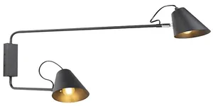 Designová nástěnná lampa s dvojitým nastavením černá