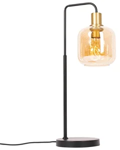 Designová stolní lampa Zuzanna s černým a mosazným detailem