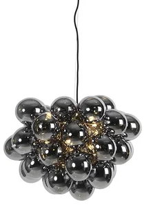 Designové černé závěsné svítidlo Uvas s kouřovým sklem