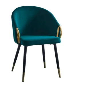 Designové křeslo DONKO – smaragdová sametová látka, zlatý chrom