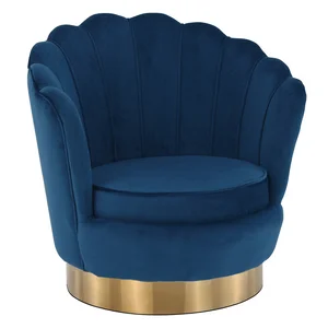 Designové křeslo Velvet modré s zlatým detailem
