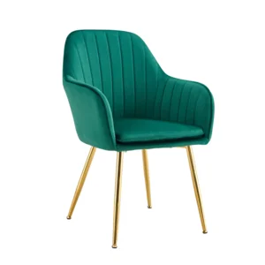 Designové křeslo Velvet: smaragdová barva, zlatochrom
