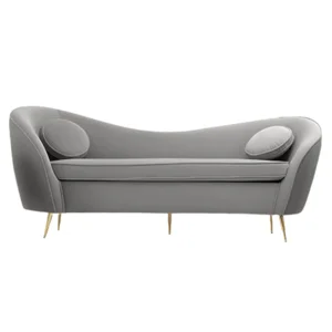 Designový 3-sed EZIO TYP 3 – šedá Velvet, zlaté nohy