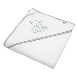 Dětská froté osuška s kapucí New Baby 80×80 cm, bílá s medvědím motivem