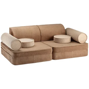 Dětská manšestrová pohovka Settee 132 cm – hnědá (Wigiwama)