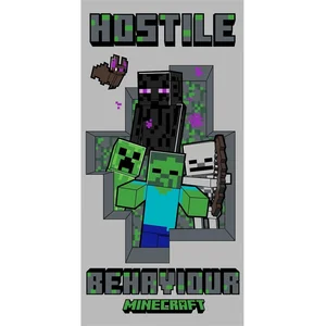 Dětská osuška Minecraft Hostile Behaviour 70×140 cm, šedá