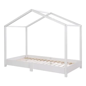Dětská postel 70x140 cm s domečkem v bílé barvě - Montessori styl