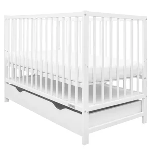 Dětská postýlka New Baby BASIC se šuplíkem – bílá