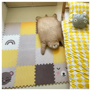 Dětská puzzle podlaha Minideckfloor 16 dílů - myška, medvídek a duha
