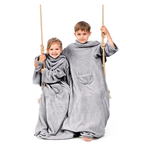 Dětská šedá deka s rukávy Lazykids DecoKing