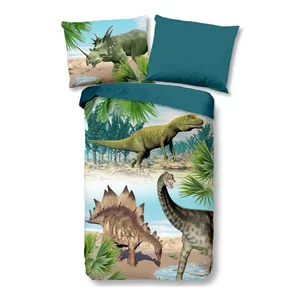 Dětské bavlněné povlečení Dino 140x200 cm na jednolůžko – zeleno-modré