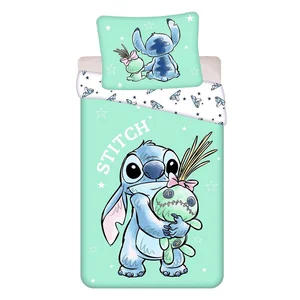 Dětské bavlněné povlečení Lilo & Stitch Buddies 140x200 mentolová
