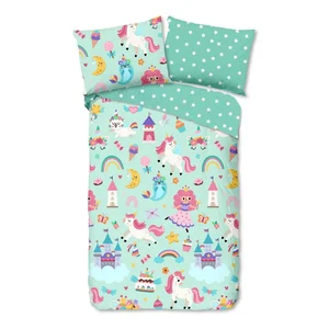 Dětské bavlněné povlečení na jednolůžko 140x200 mentolové
