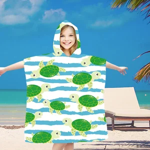 Dětské plážové pončo Turtles zelené 60x90 cm