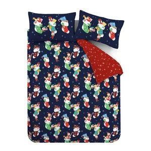 Dětské povlečení do postýlky 120x150 cm Christmas Elves – červené a modré, Catherine Lansfield