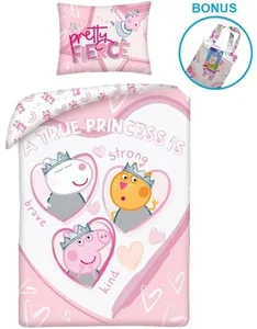Dětské povlečení Peppa Pig s motivem Pravá princezna 100 % bavlna 40x60/135x100 cm