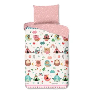 Dětské povlečení Wise – Good Morning, růžové, bavlněné, 140 × 200 cm