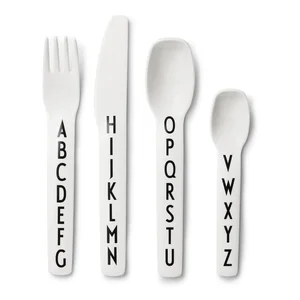 Dětské příbory Design Letters – 4dílná sada, bílé
