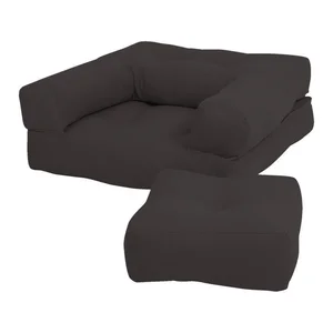 Dětské rozkládací křesílko s taburetkou Mini Cube Dark Grey