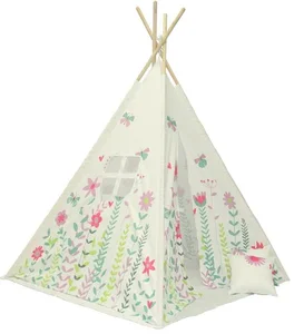 Dětské teepee Flowers bílé