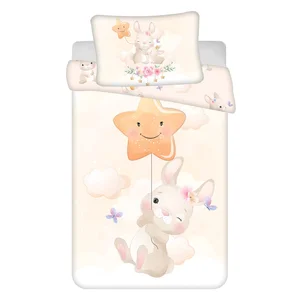 Dětské žluté povlečení do postýlky Bunny Star 100×135 cm, Jerry Fabrics