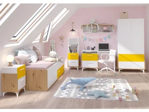 Dětský pokoj LEPON 1 – dub artisan/bílá/žlutá