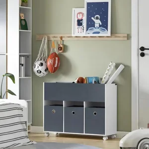 Dětský regál KIDDO s kolečky a látkovými boxy