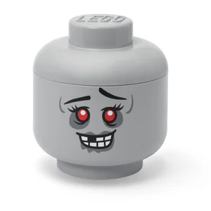 Dětský šedý úložný box Head Zombie L, 24 × 27 cm, LEGO®