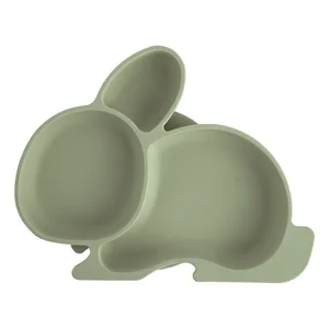 Dětský silikonový talíř Bunny 18×23 cm, šalvějově zelený – Orion