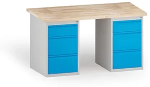 Dílenský pracovní stůl s 6 zásuvkami a pevnou konstrukcí