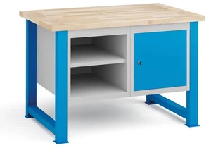 Dílenský pracovní stůl s úložným systémem a pevnými nohami