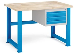 Dílenský stůl KOVONA s 3 zásuvkami a pevnou konstrukcí