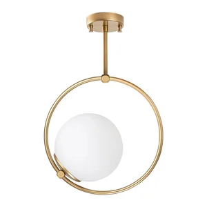 Dolunay: stropní svítidlo se skleněným stínidlem 39×26 cm, zlaté – Opviq lights