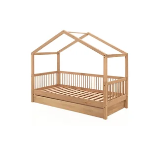 Domečková dubová postel 90x200 Forrest Vipack s výsuvným lůžkem